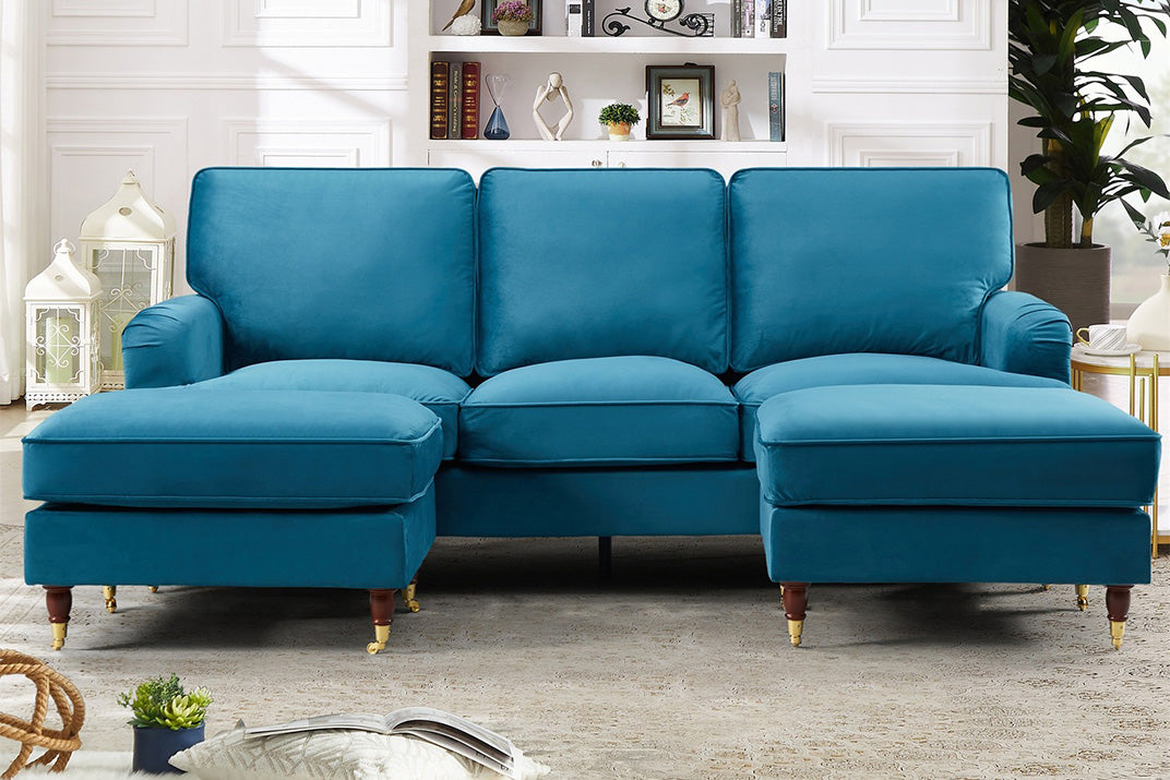 Renshaw U-Shaped velvet corner sofa